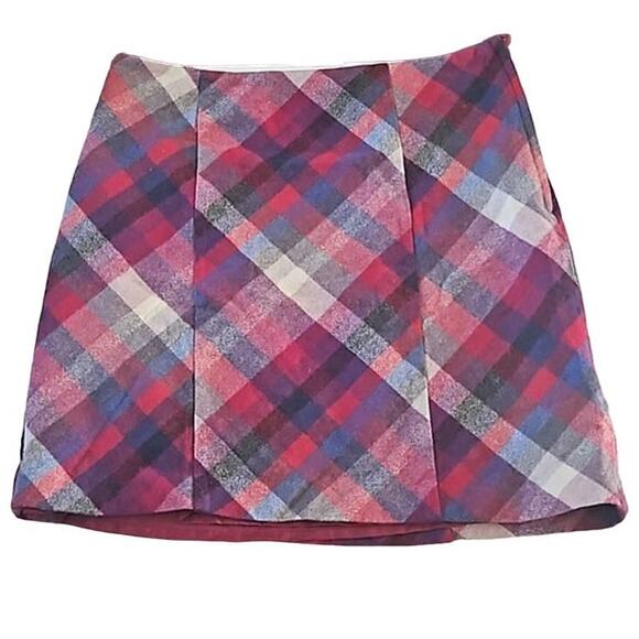 H&M Women’s Plaid Mini Wool-Blend Skirt Size 12 Multicolor - Picture 2 of 6